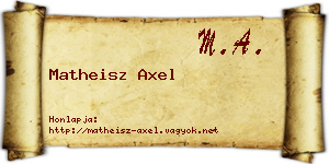 Matheisz Axel névjegykártya